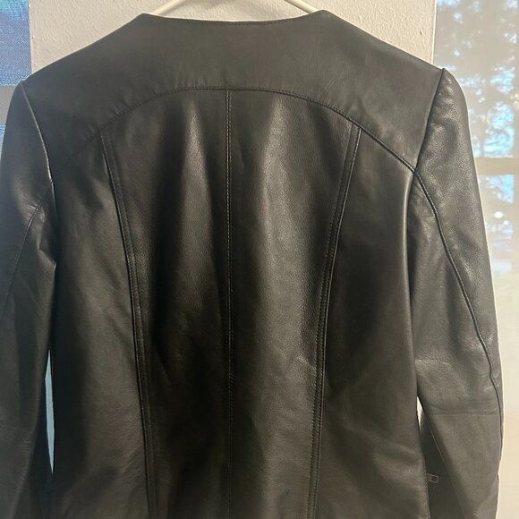 BLACK MOTO LEATHER JACKET - Picture 4 of 5